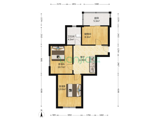 科宏花园 2室1厅1卫 65平方