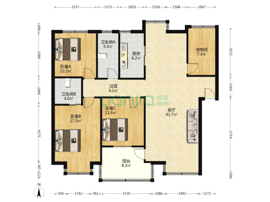 西林苑 3室1厅2卫 137平方