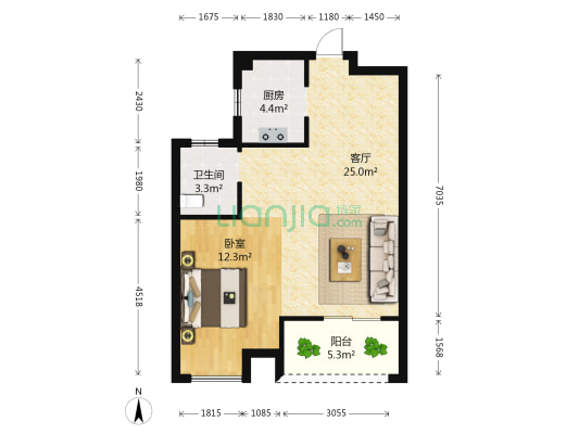 东鼎名人府邸 1室1厅1卫 63平方