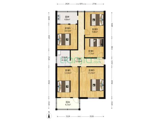西大街132号院 5室0厅1卫 91平方
