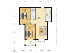 全阳户型正规两居室，中高层采光视线好-涿州水岸花城户型图