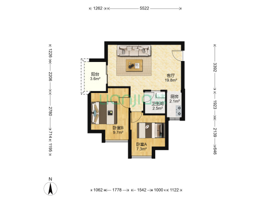 厦航同城湾 2室1厅1卫 61平方