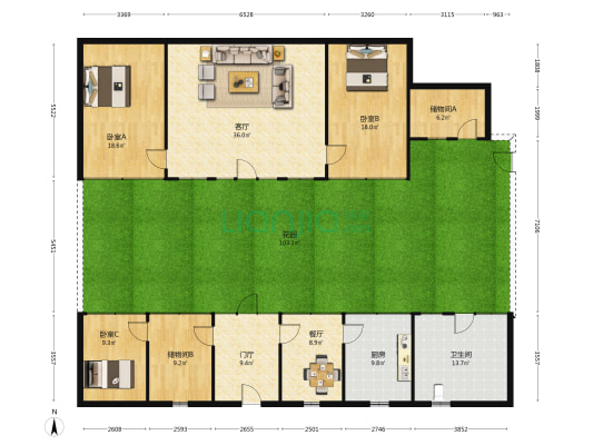夏垫引凰小区 3室2厅1卫 149平方