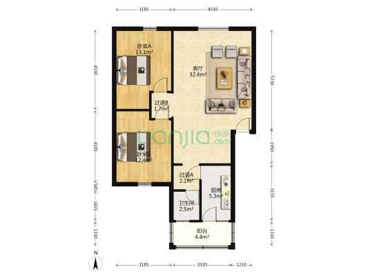 通顺巷70号 2室1厅1卫 87平方
