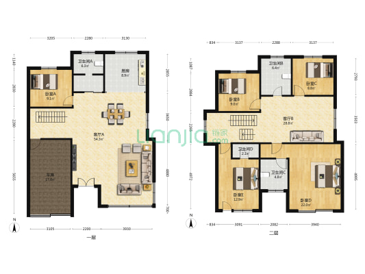 海湾世纪佳苑 5室2厅4卫 284平方