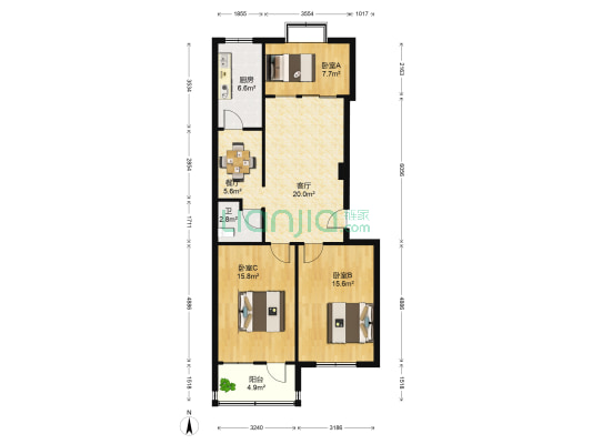 师东村20号 3室2厅1卫 100平方