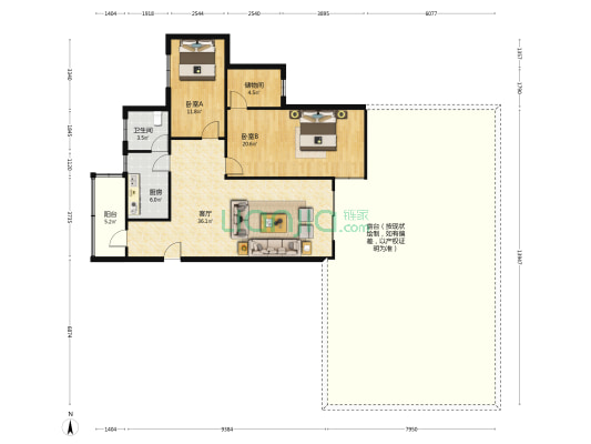 裕宁花园 2室1厅1卫 92平方