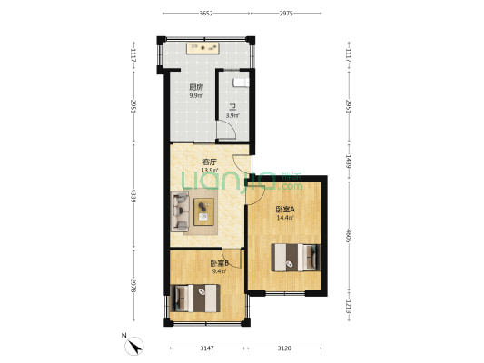 红花南路25号 2室1厅1卫 58平方