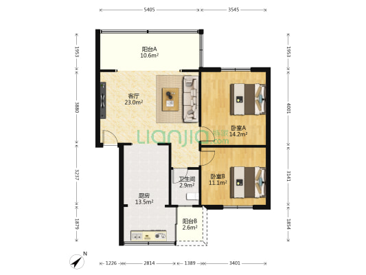 建设南村53号 2室1厅1卫 85平方