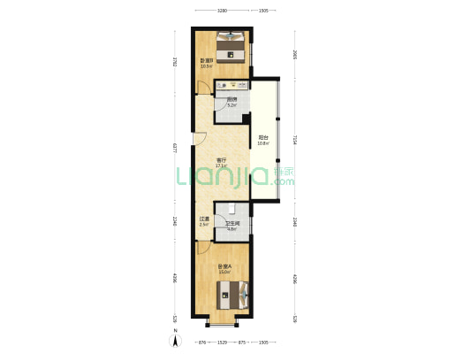 春天时代广场 2室1厅1卫 100平方