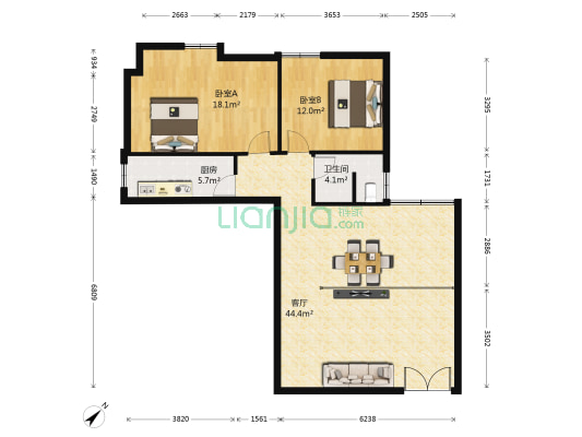福华大厦 2室1厅1卫 106平方