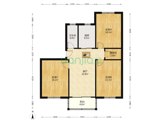 龙山路42号 3室1厅1卫 106平方