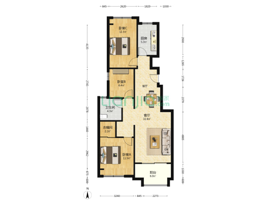 建发珑庭二期 3室1厅1卫 99平方