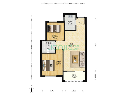 徐欣佳苑 2室1厅1卫 78平方