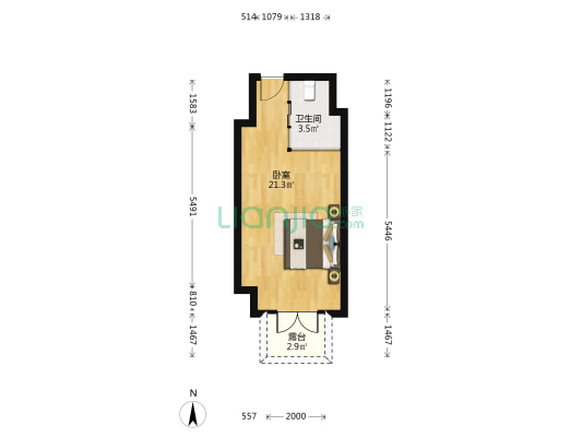 泰华领域 1室0厅1卫 40平方