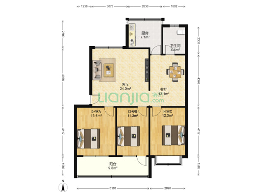 北苑小区(桓台县) 3室2厅1卫 98平方