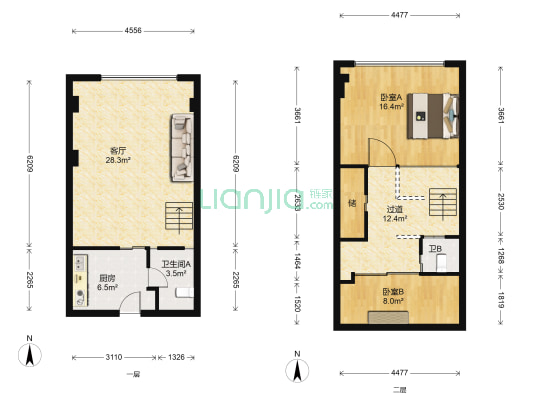 一品空间 2室1厅2卫 49平方