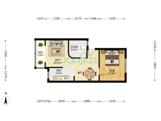 昌平路984弄 1室1厅1卫 60平方