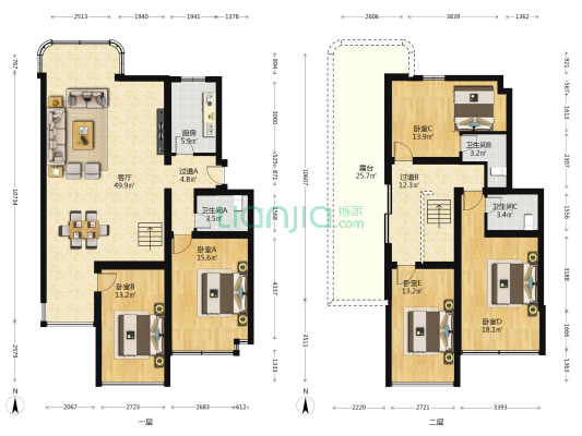 中闽鹭江花园 5室1厅3卫 185平方