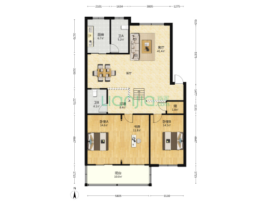 兴城花园 3室1厅2卫 167平方