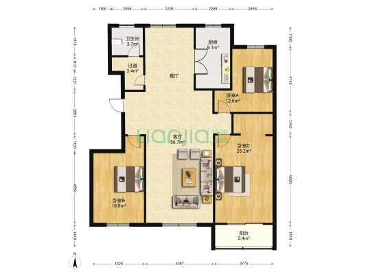 名仕豪庭 3室1厅1卫 173平方
