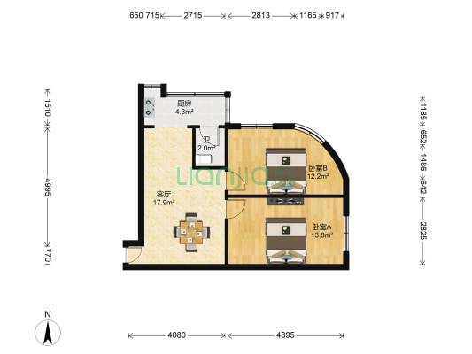 老贡院 2室1厅1卫 57平方