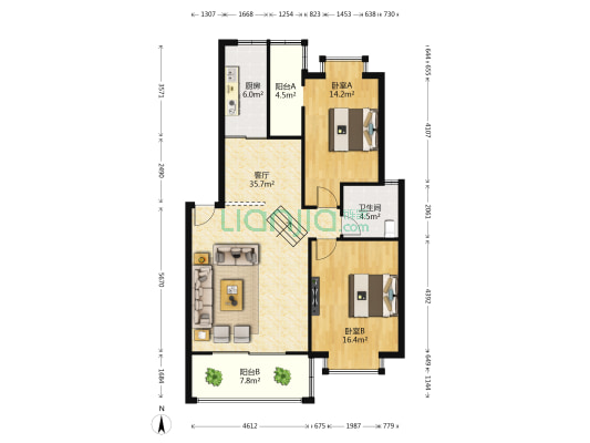 澄湖左岸 2室1厅1卫 102平方