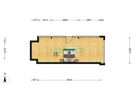 富力中心B区 1室0厅0卫 53平方