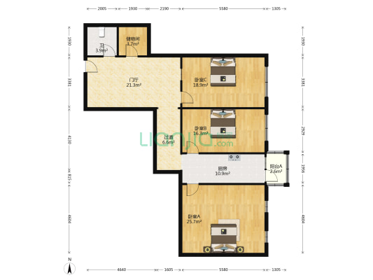 黑龙江省残疾人联合会住宅楼 3室0厅1卫 144平方