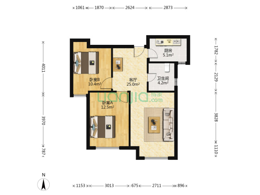 荣悦园 2室1厅1卫 81平方