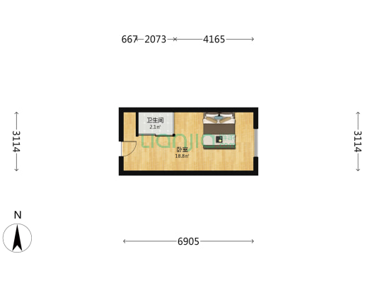 中茂新悦城 1室0厅1卫 35平方
