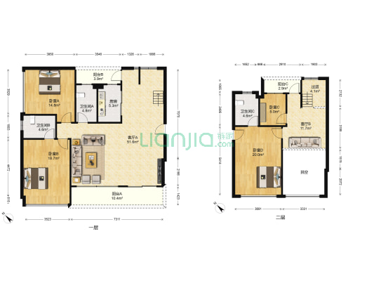阳光100阿尔勒 4室2厅3卫 188平方