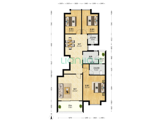 中天融域二期 3室2厅2卫 127平方