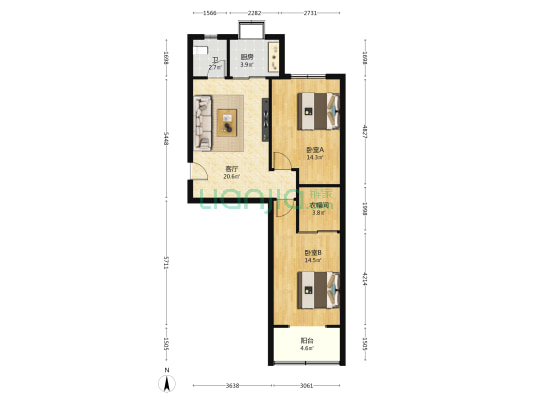 长安房管所 2室1厅1卫 79平方