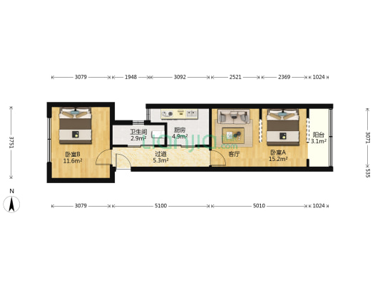 康定路710弄 2室0厅1卫 54平方