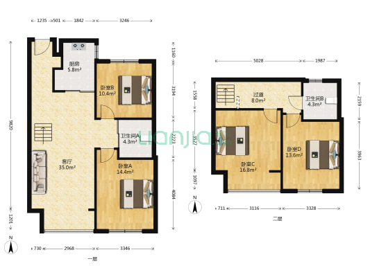 华润橡树湾2.1期 4室1厅2卫 126平方