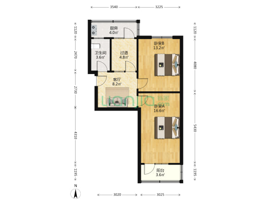山西无线电厂小区 2室1厅1卫 67平方