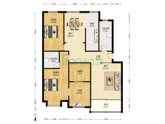 广电小区 3室2厅2卫 150平方