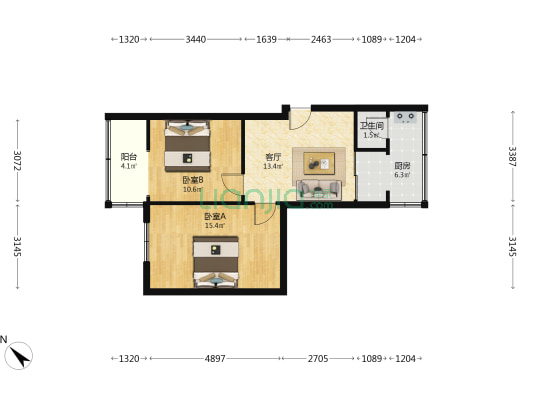东通顺街28号 2室1厅1卫 56平方