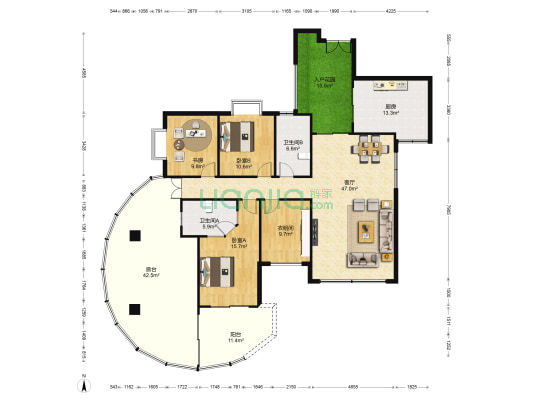 湘江豪庭 3室1厅2卫 198平方