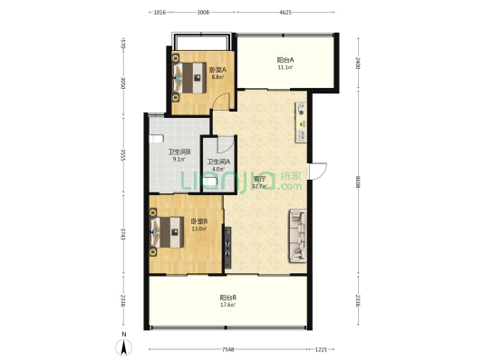和熙公馆 2室1厅2卫 115平方
