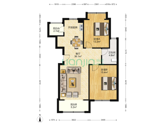 华通地中海郡 2室1厅1卫 92平方