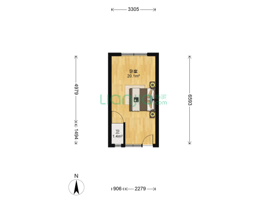 林产工业公司家属院 1室0厅1卫 45平方