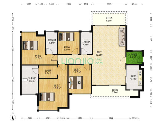 御金沙澜山 4室1厅3卫 172平方