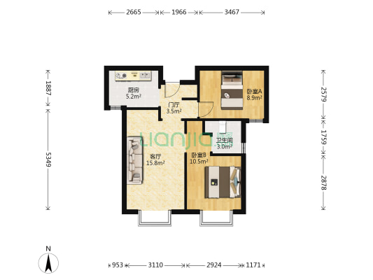 金辉·优步湖畔 2室1厅1卫 79平方