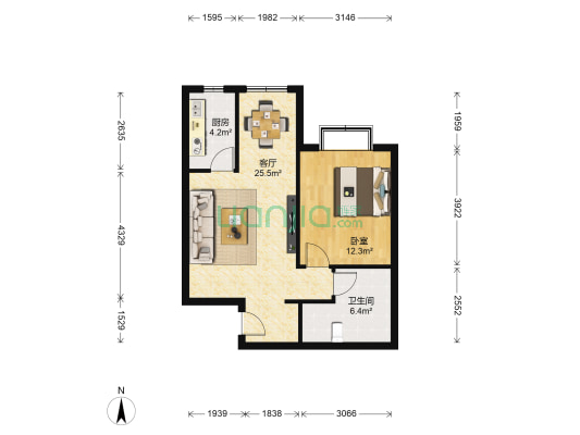 天庆国际新城C区 1室1厅1卫 71平方