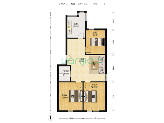 福怡苑 3室1厅1卫 92平方
