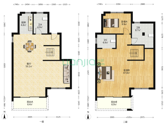 珑山林璞园 2室1厅3卫 185平方