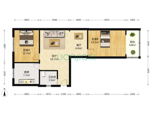 新沟桥车站街 2室2厅1卫 77平方