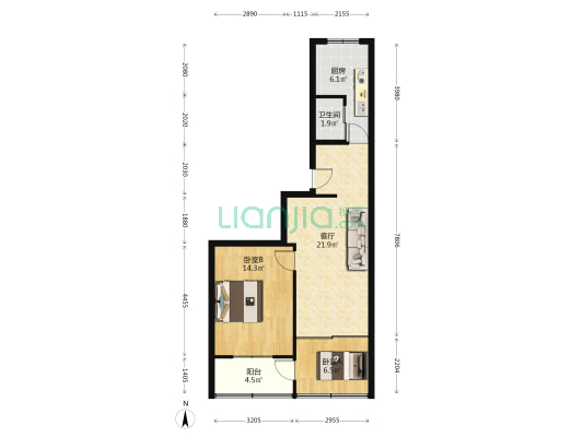 张家拐西巷 2室1厅1卫 61平方